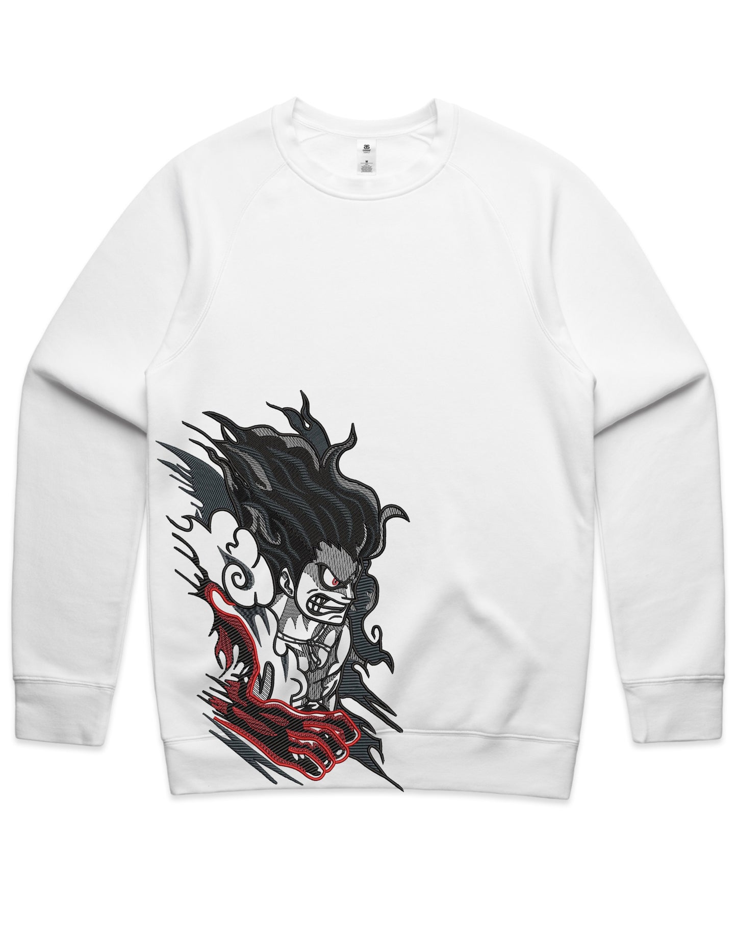 Gear 4 Luffy Line Art Embroidered Crew Neck Sweatshirt