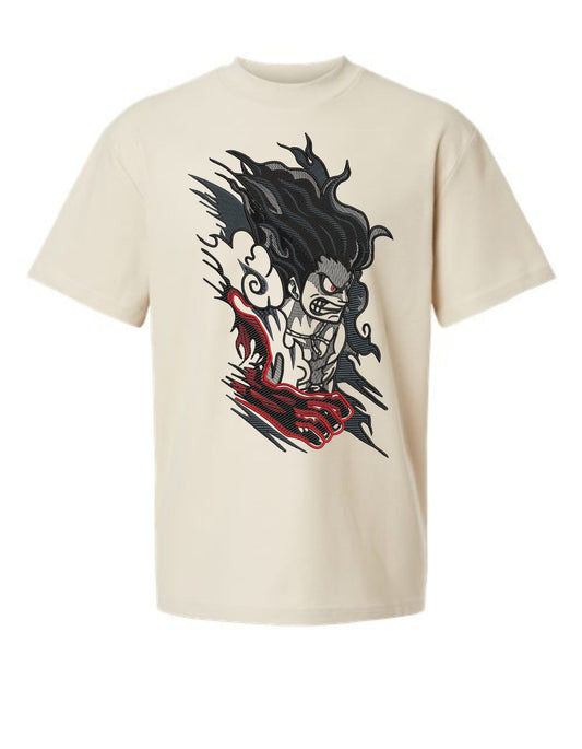 Gear 4 Luffy Line Art Embroidered T-Shirt