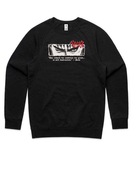 Guts quote Embroidered Crew Neck Sweatshirt